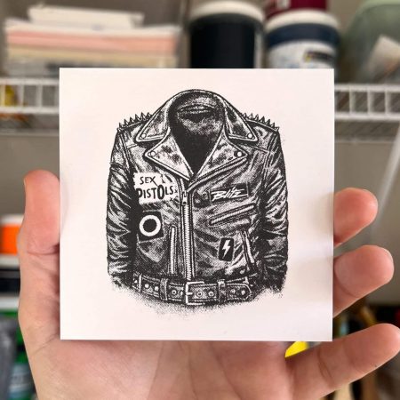 Punk Leather Jacket Halftone – Mini Print