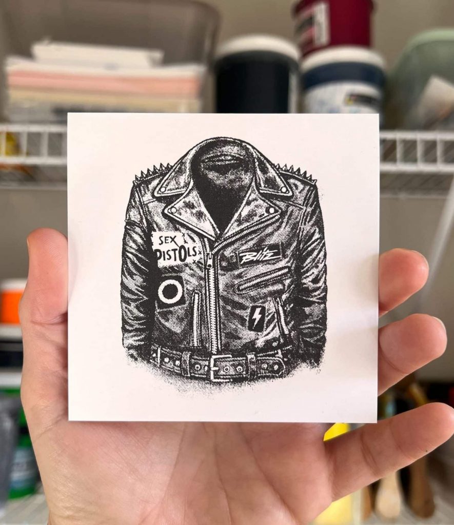 Punk Leather Jacket Halftone – Mini Print