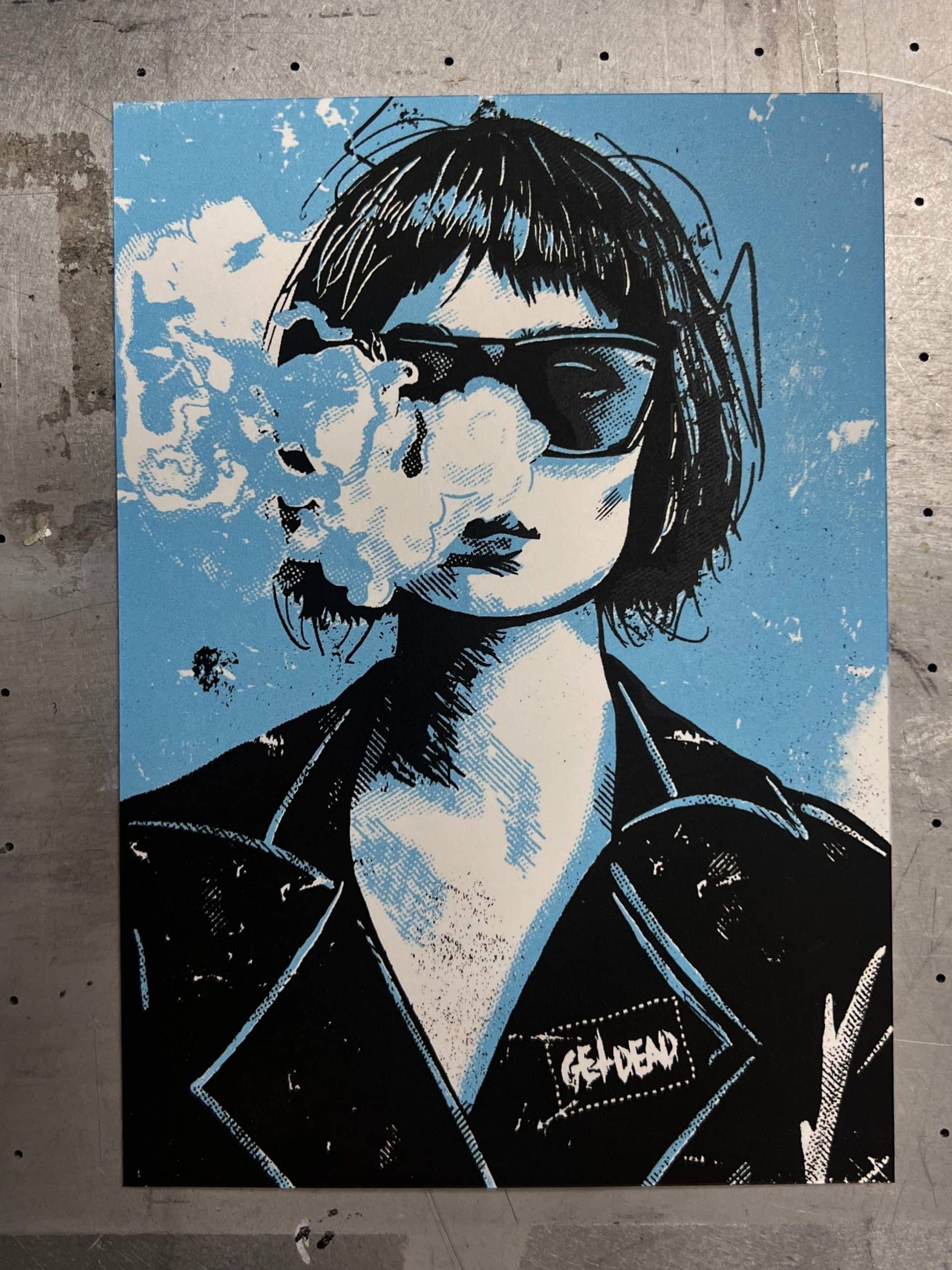 Punk Drawing Color Punk Girl – Two Color Punk Style Illustration – Blitz Prints
