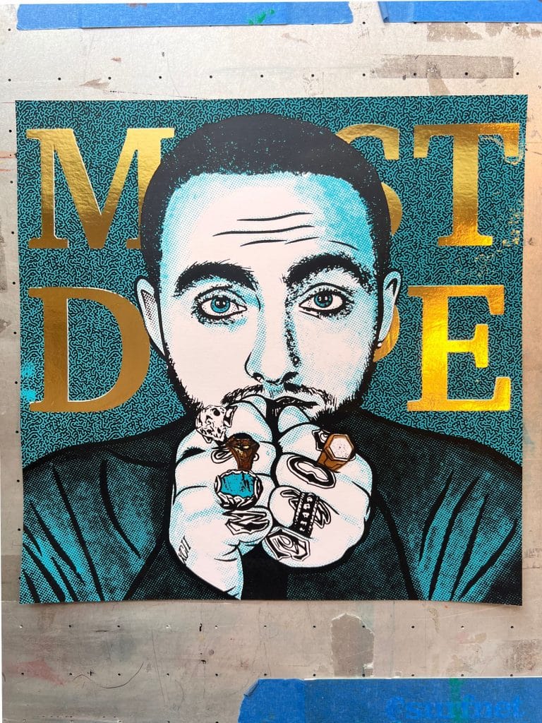 Mac Miller Print with Gold Foil